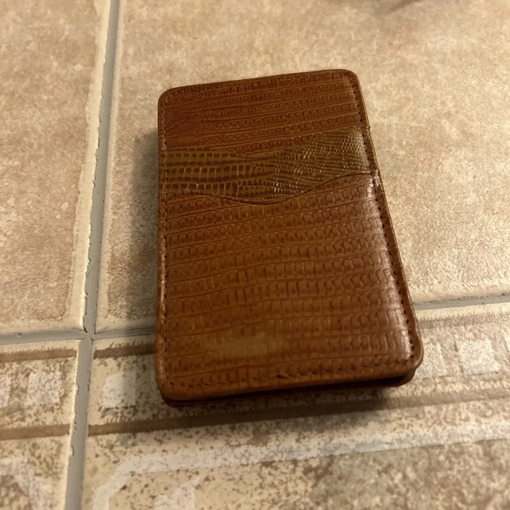 Leather Magic Wallet Lizzard Embossing Brown‎